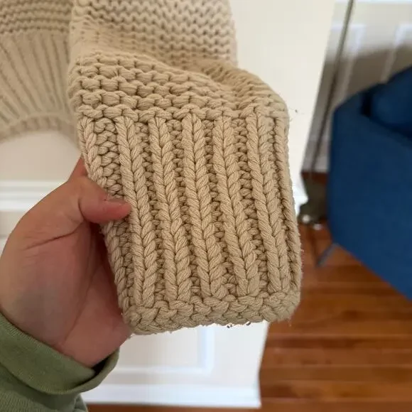 Free People Chunky Knit Cream My Only Sunshine Pullover Mockneck Sweater Preppy - Picture 10 of 16